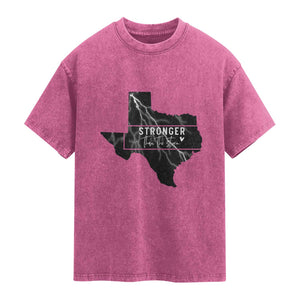 Strong Texas Washed Cotton T-Shirt Stronger Than The Storm Quote