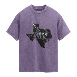 Strong Texas Washed Cotton T-Shirt Stronger Than The Storm Quote