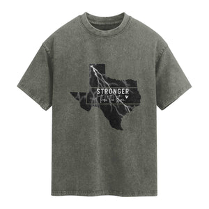 Strong Texas Washed Cotton T-Shirt Stronger Than The Storm Quote
