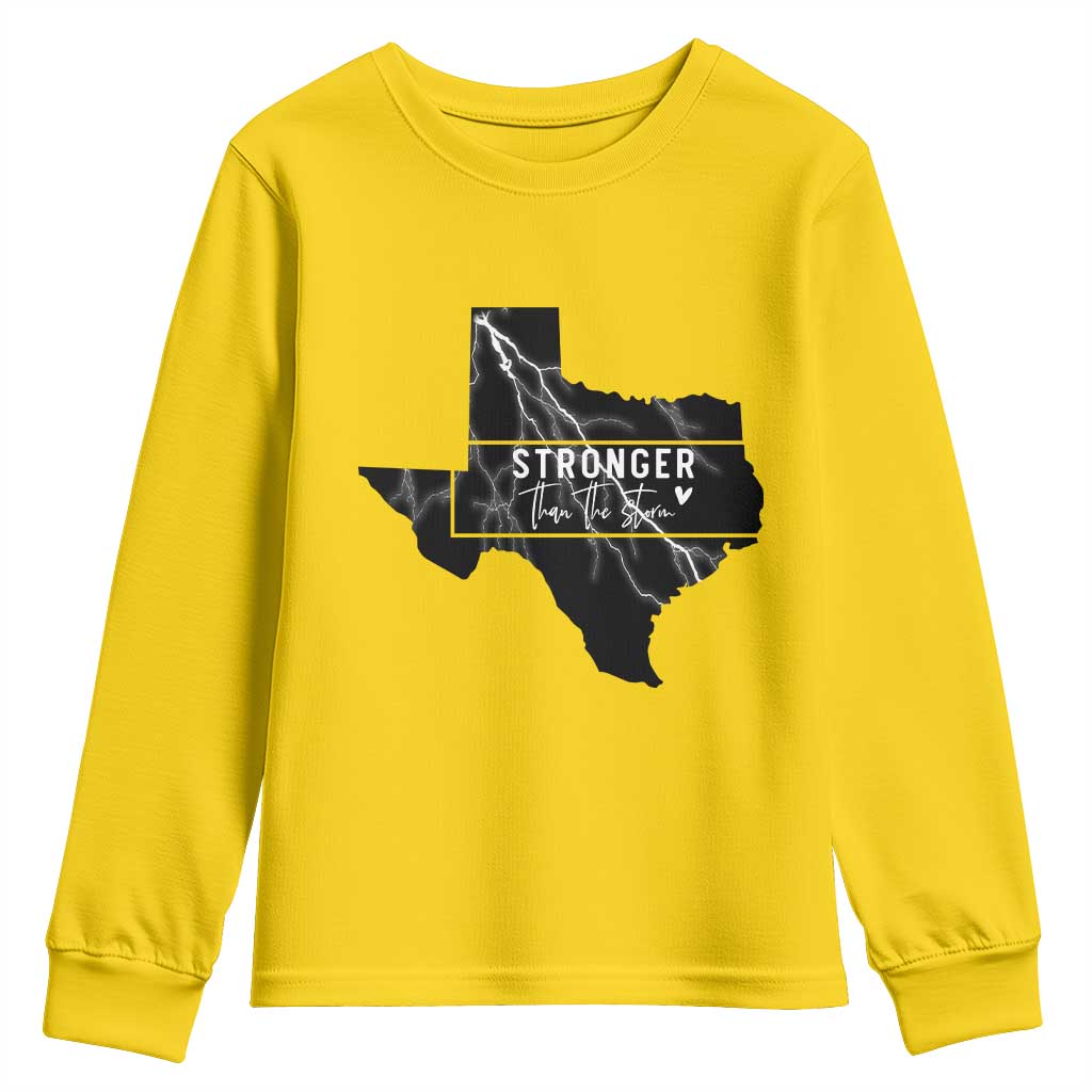 Strong Texas Youth Sweatshirt Stronger Than The Storm Quote TS12 Daisy Print Your Wear