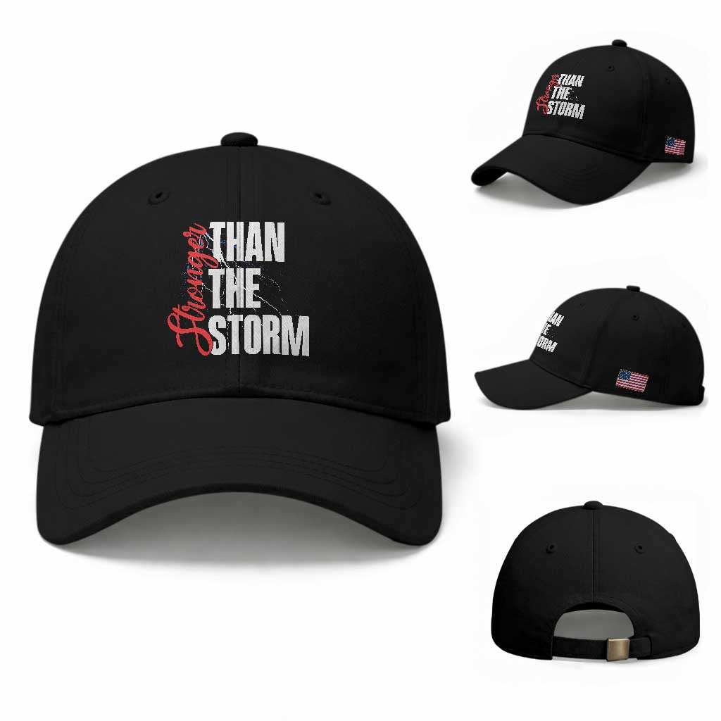 Stronger Than The Storm Baseball Cap Positive Mindset Motivation TS12 Baseball Cap Universal Fit Black Print Your Wear