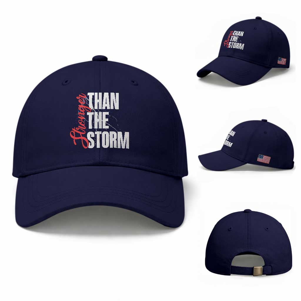 Stronger Than The Storm Baseball Cap Positive Mindset Motivation TS12 Baseball Cap Universal Fit Dark Blue Print Your Wear