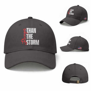 Stronger Than The Storm Baseball Cap Positive Mindset Motivation TS12 Baseball Cap Universal Fit Dark Gray Print Your Wear