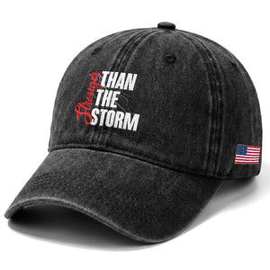 Stronger Than The Storm Washed Cotton Baseball Cap Positive Mindset Motivation TS12 Print Your Wear