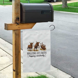 Funny Bull Western Christian Gift Garden Flag Walking By Faith Tripping Constantly