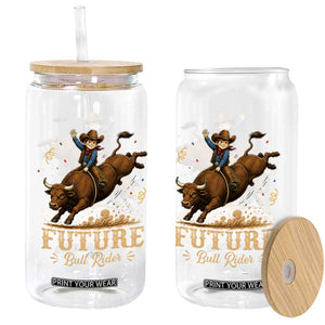 Cute Cowboy Rodeo Western Gift Glass Can Future Bull Rider