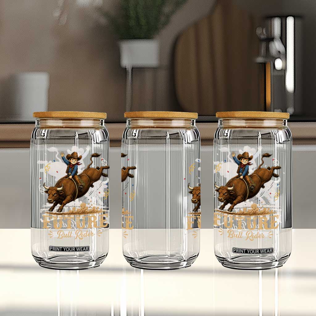 Cute Cowboy Rodeo Western Gift Glass Can Future Bull Rider