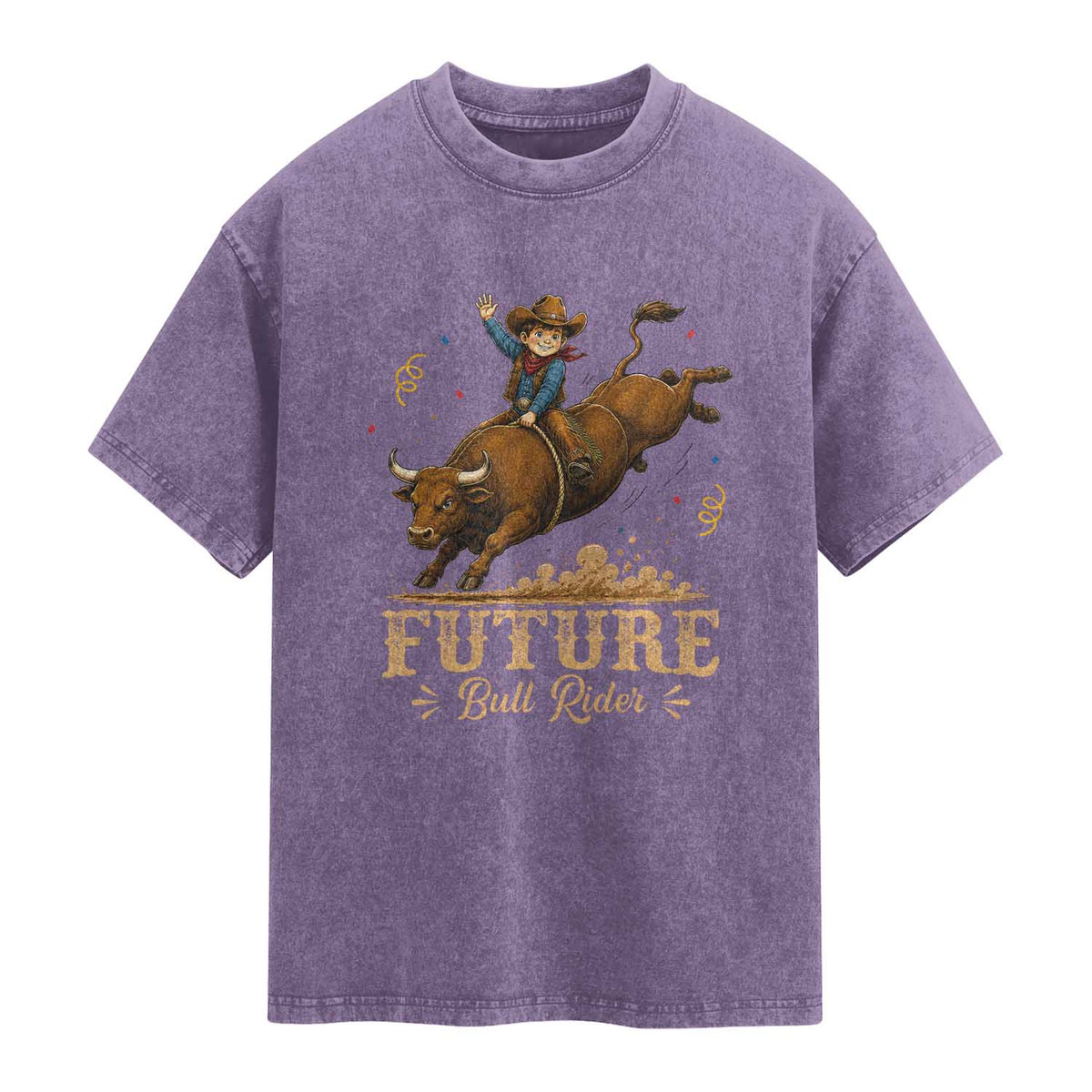 Cute Cowboy Rodeo Western Gift Washed Cotton T-Shirt Future Bull Rider