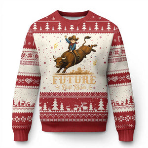 Cute Cowboy Rodeo Western Gift Ugly Christmas Sweater Future Bull Rider