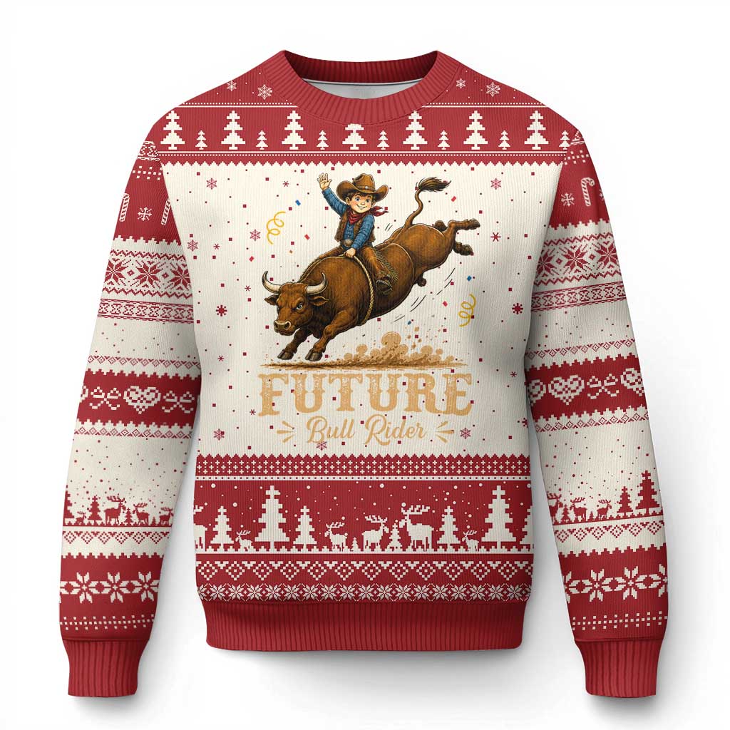 Cute Cowboy Rodeo Western Gift Ugly Christmas Sweater Future Bull Rider