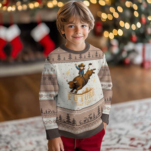 Cute Cowboy Rodeo Western Gift Ugly Christmas Sweater Future Bull Rider
