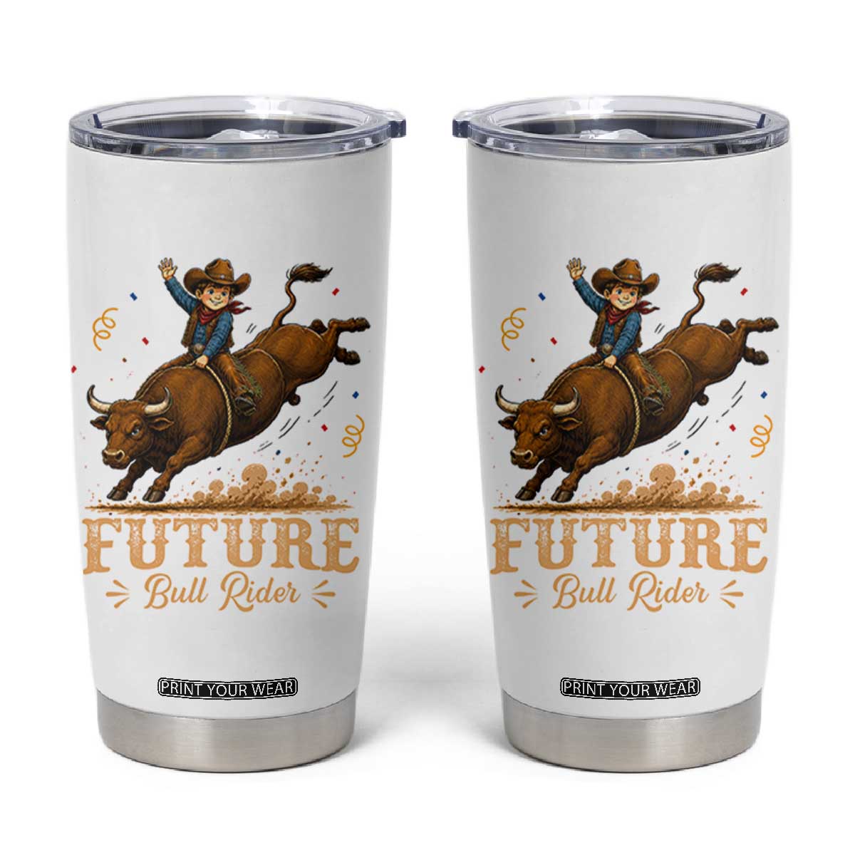 Cute Cowboy Rodeo Western Gift Tumbler Cup Future Bull Rider