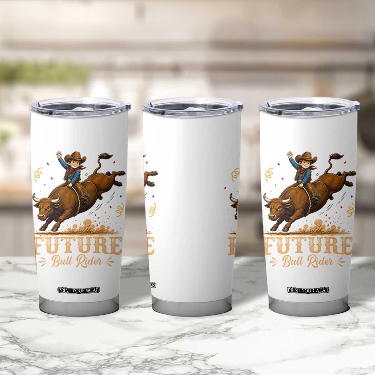 Cute Cowboy Rodeo Western Gift Tumbler Cup Future Bull Rider