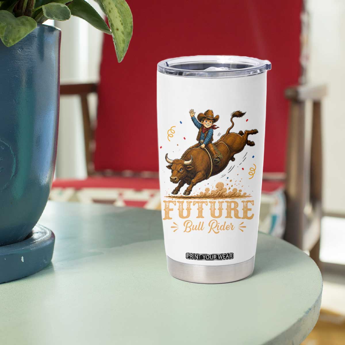 Cute Cowboy Rodeo Western Gift Tumbler Cup Future Bull Rider