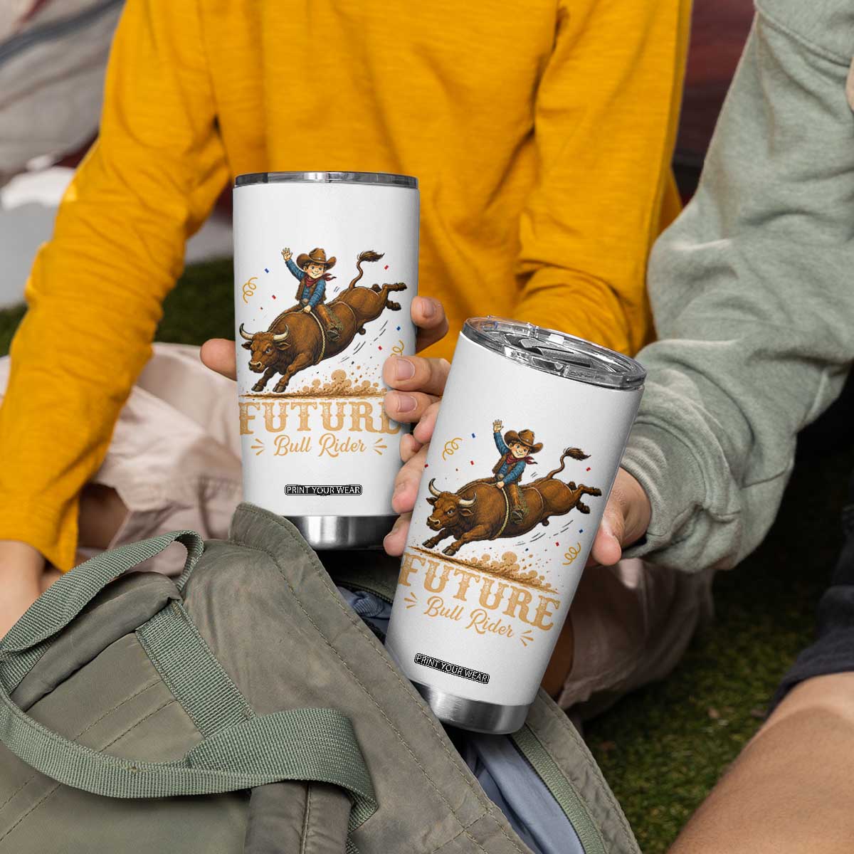 Cute Cowboy Rodeo Western Gift Tumbler Cup Future Bull Rider