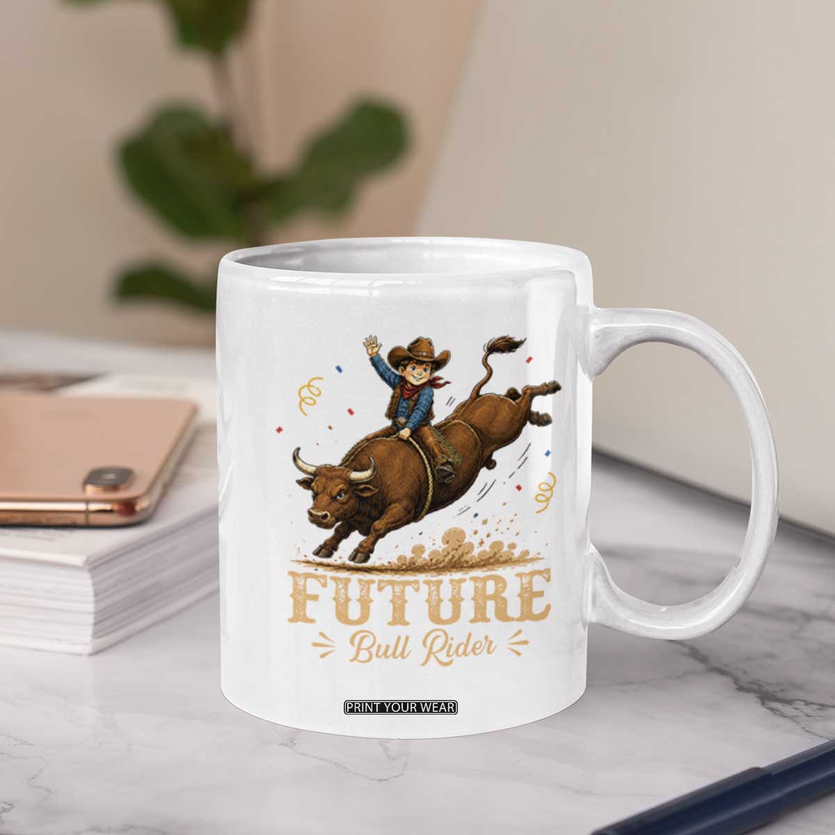 Cute Cowboy Rodeo Western Gift Coffee Mug Future Bull Rider