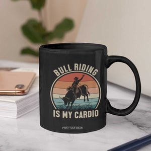 Vintage Cowboy Bucking Bull Gift Coffee Mug Bull Riding Is My Cardio