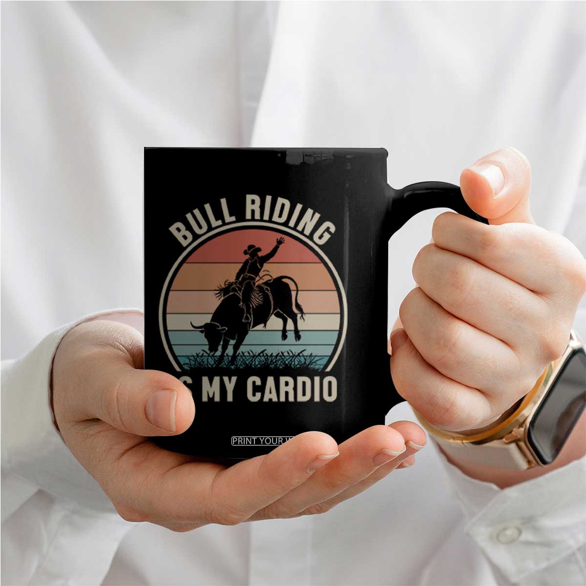 Vintage Cowboy Bucking Bull Gift Coffee Mug Bull Riding Is My Cardio