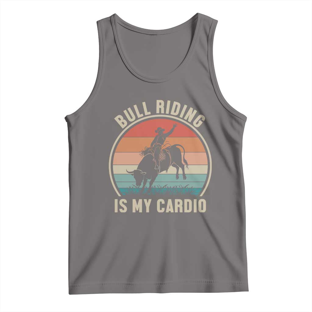 Vintage Cowboy Bucking Bull Gift Tank Top Bull Riding Is My Cardio
