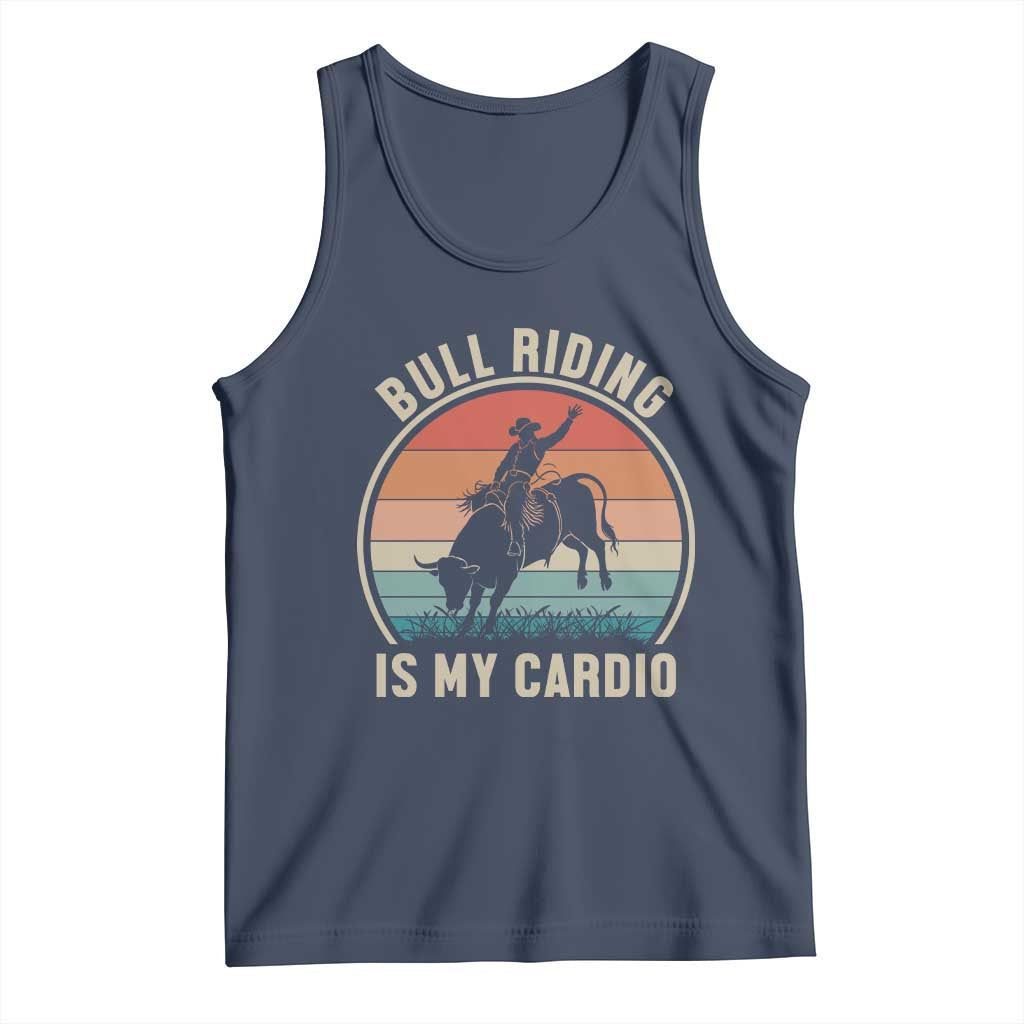 Vintage Cowboy Bucking Bull Gift Tank Top Bull Riding Is My Cardio