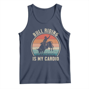 Vintage Cowboy Bucking Bull Gift Tank Top Bull Riding Is My Cardio