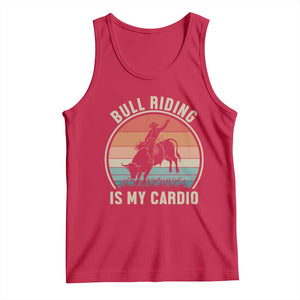 Vintage Cowboy Bucking Bull Gift Tank Top Bull Riding Is My Cardio