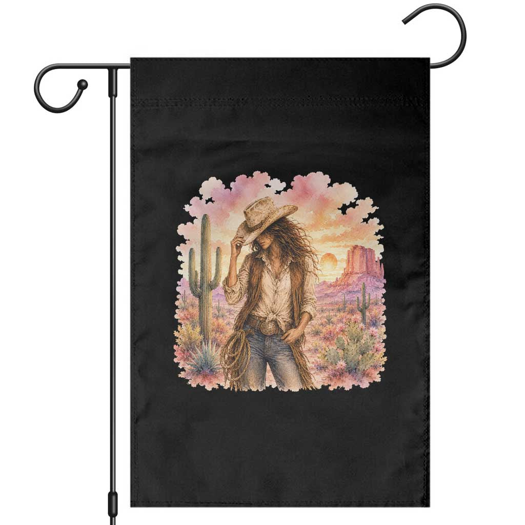 Cowgirl Western Graphic Garden Flag Wild West Boho Desert Rodeo Gift