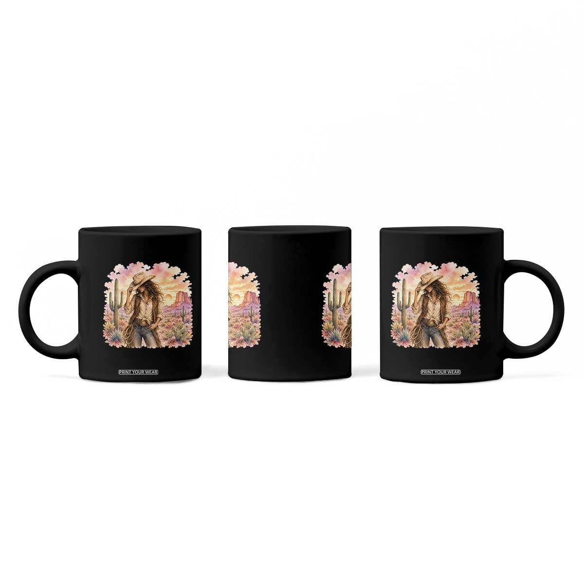 Cowgirl Western Graphic Coffee Mug Wild West Boho Desert Rodeo Gift