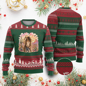 Cowgirl Western Graphic Ugly Christmas Sweater Wild West Boho Desert Rodeo Gift