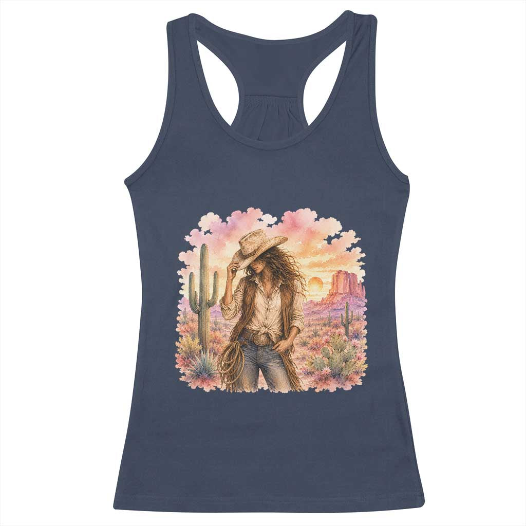 Cowgirl Western Graphic Racerback Tank Top Wild West Boho Desert Rodeo Gift