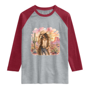 Cowgirl Western Graphic Raglan Shirt Wild West Boho Desert Rodeo Gift