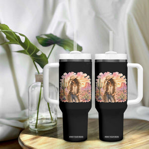 Cowgirl Western Graphic Tumbler With Handle Wild West Boho Desert Rodeo Gift