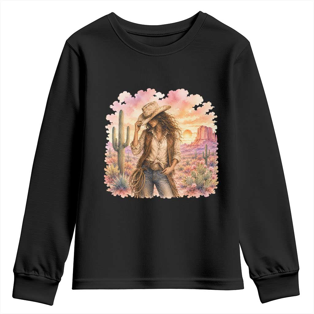 Cowgirl Western Graphic Youth Sweatshirt Wild West Boho Desert Rodeo Gift