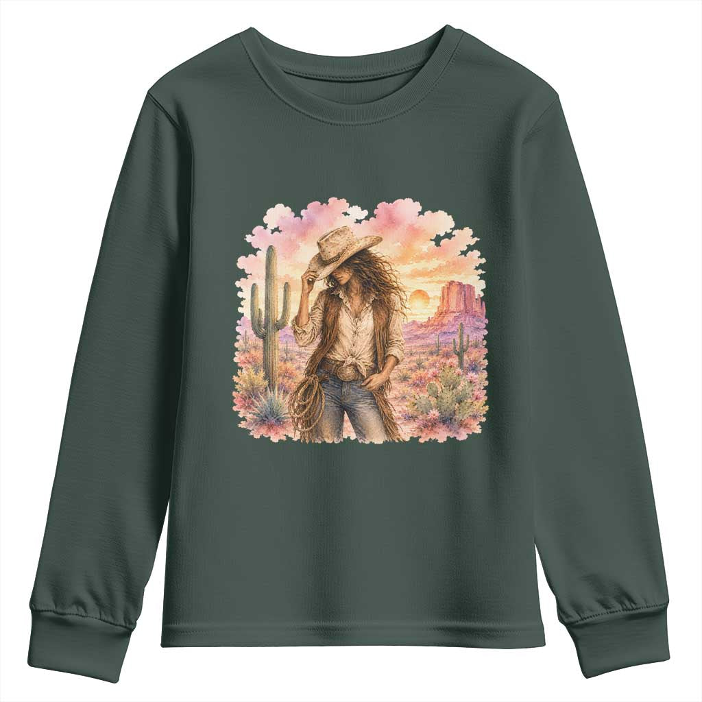 Cowgirl Western Graphic Youth Sweatshirt Wild West Boho Desert Rodeo Gift