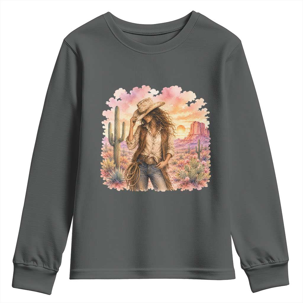 Cowgirl Western Graphic Youth Sweatshirt Wild West Boho Desert Rodeo Gift