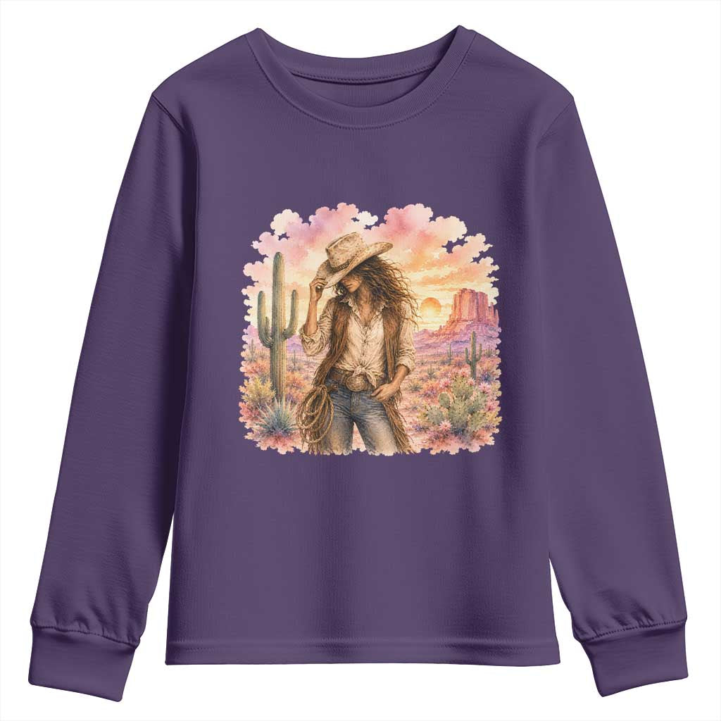 Cowgirl Western Graphic Youth Sweatshirt Wild West Boho Desert Rodeo Gift