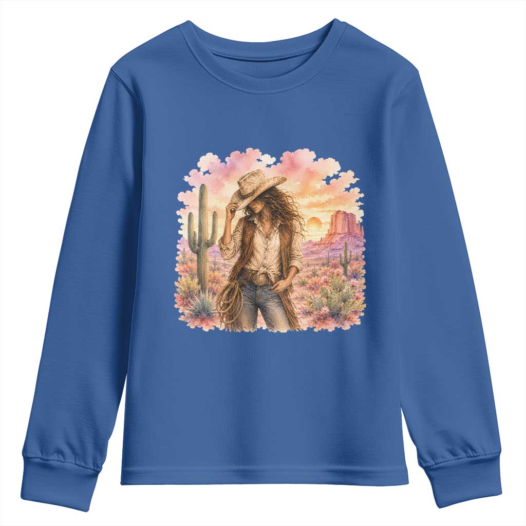 Cowgirl Western Graphic Youth Sweatshirt Wild West Boho Desert Rodeo Gift
