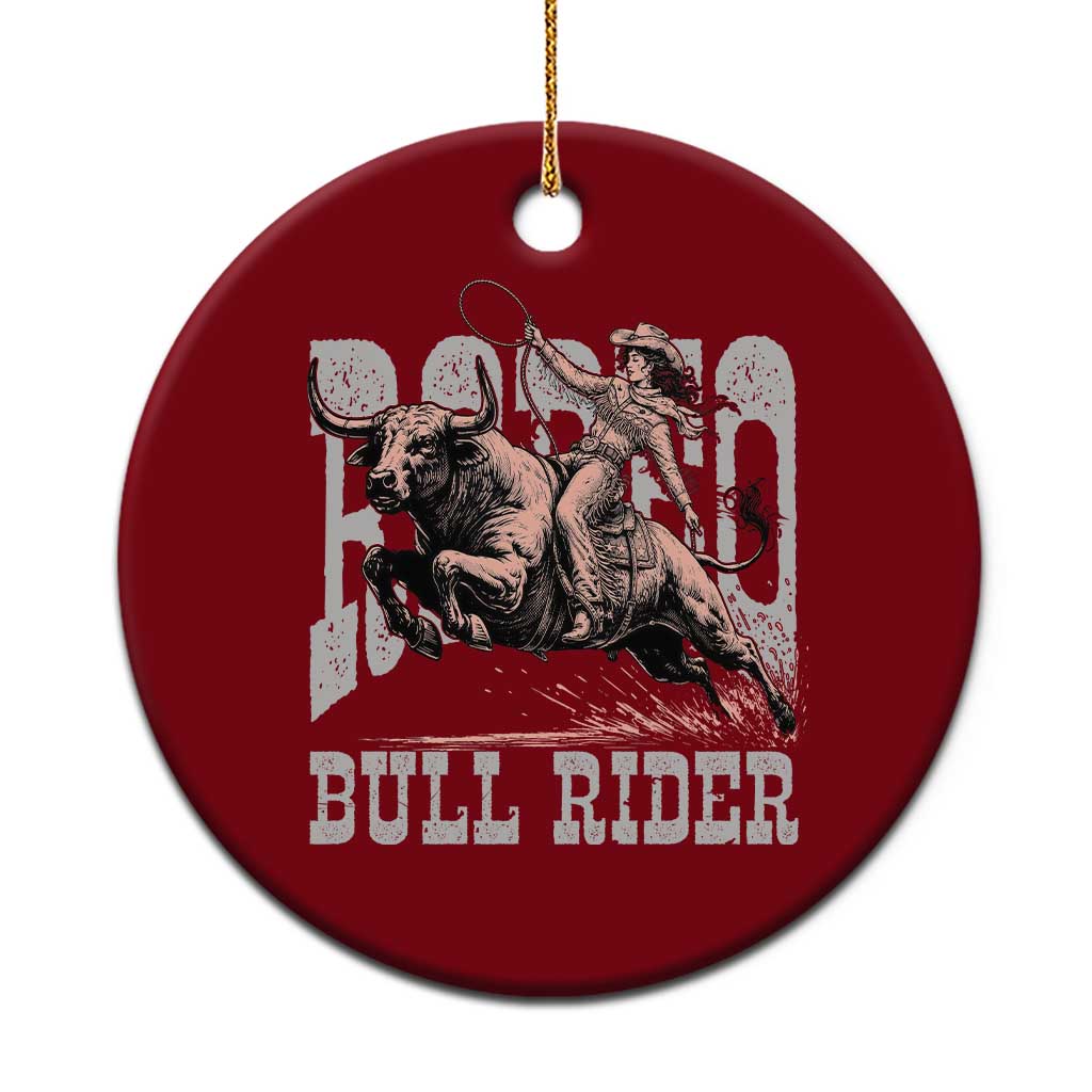 Vintage Bull Rider Cowgirl Ceramic Ornament Rodeo Western Country Gift