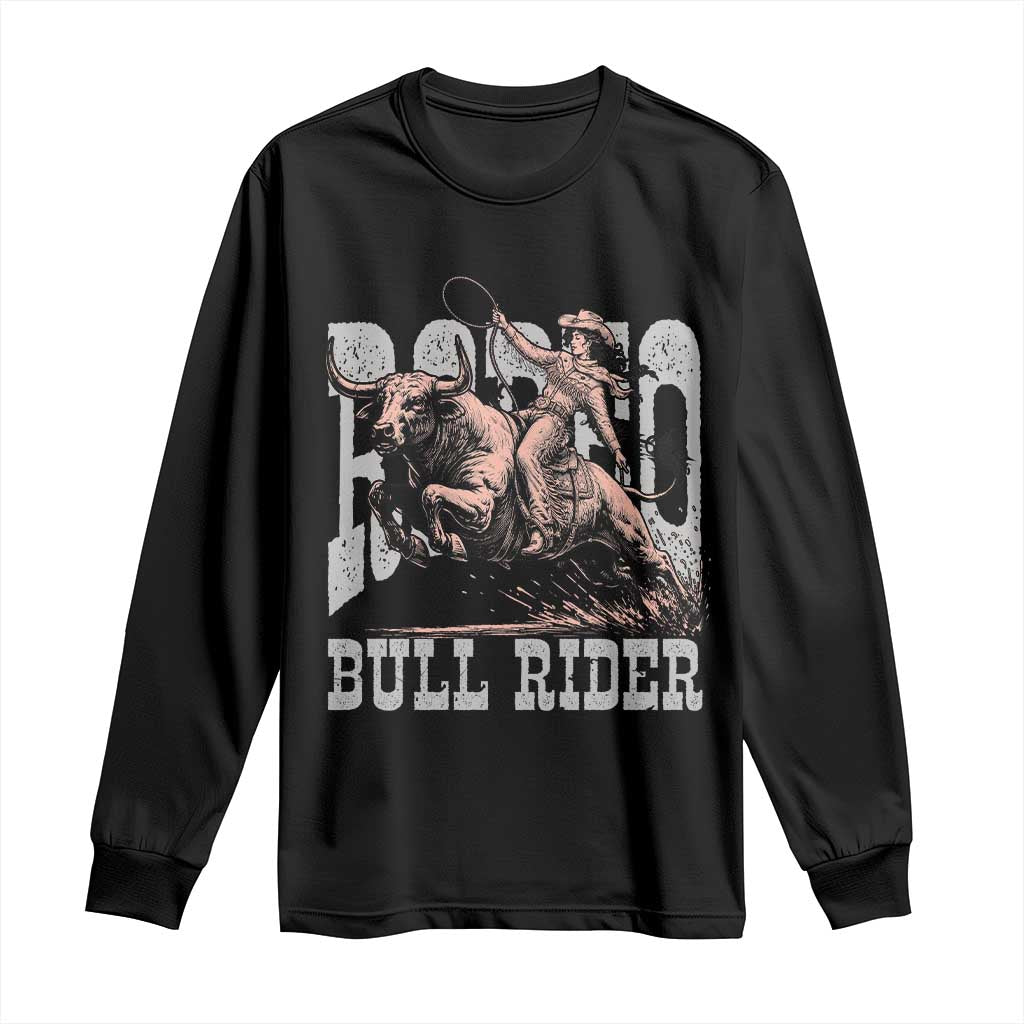 Vintage Bull Rider Cowgirl Long Sleeve Shirt Rodeo Western Country Gift