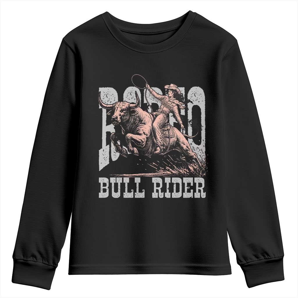 Vintage Bull Rider Cowgirl Youth Sweatshirt Rodeo Western Country Gift