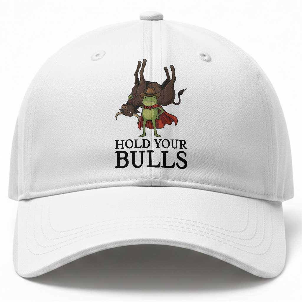 Hold Your Horses Cowboy Frog Meme Baseball Cap Funny Western Bull Gift