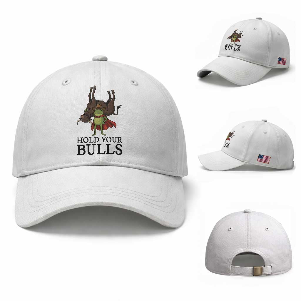 Hold Your Horses Cowboy Frog Meme Baseball Cap Funny Western Bull Gift