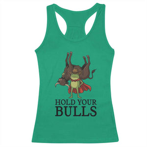 Hold Your Horses Cowboy Frog Meme Racerback Tank Top Funny Western Bull Gift