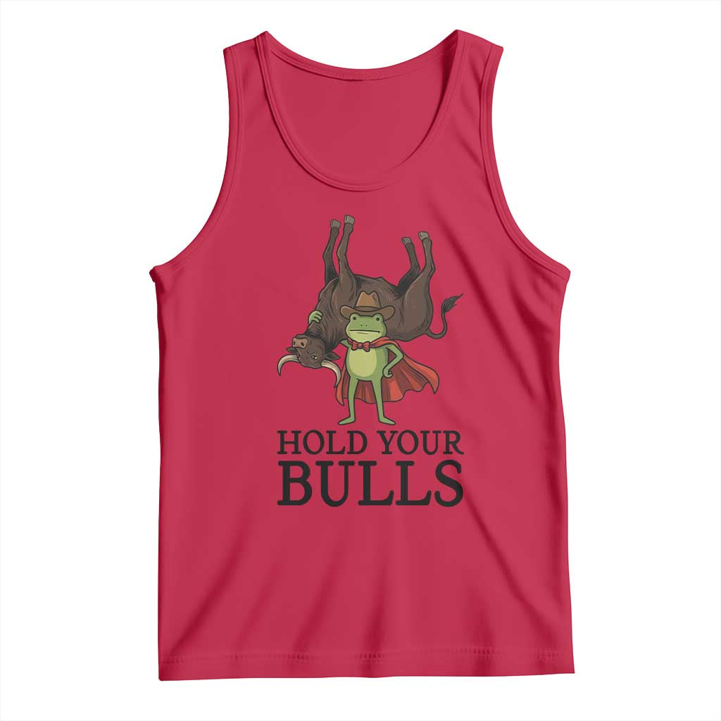 Hold Your Horses Cowboy Frog Meme Tank Top Funny Western Bull Gift