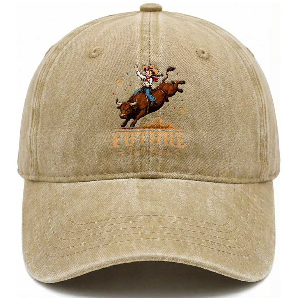 Cute Cowgirl Rodeo Western Gift Washed Cotton Baseball Cap Future Bull Rider