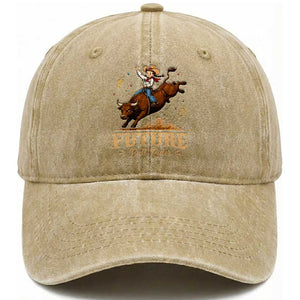 Cute Cowgirl Rodeo Western Gift Washed Cotton Baseball Cap Future Bull Rider