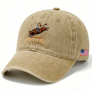 Cute Cowgirl Rodeo Western Gift Washed Cotton Baseball Cap Future Bull Rider