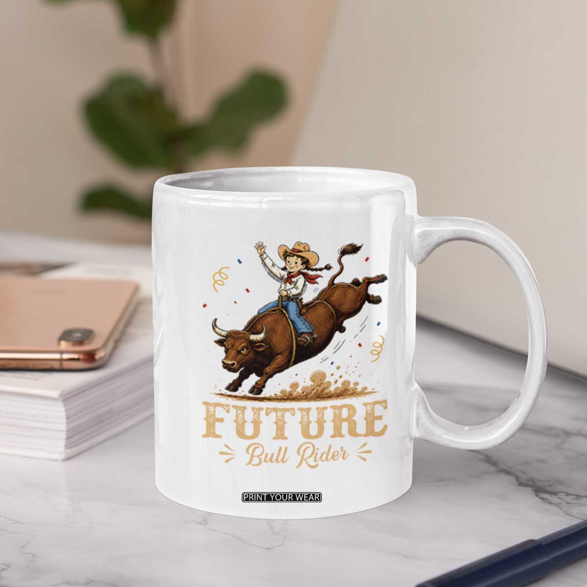 Cute Cowgirl Rodeo Western Gift Coffee Mug Future Bull Rider