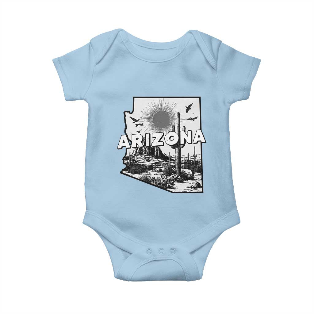 Arizona Cactus Vintage State Map Desert Gift Baby Onesie TS12 Light Blue Print Your Wear