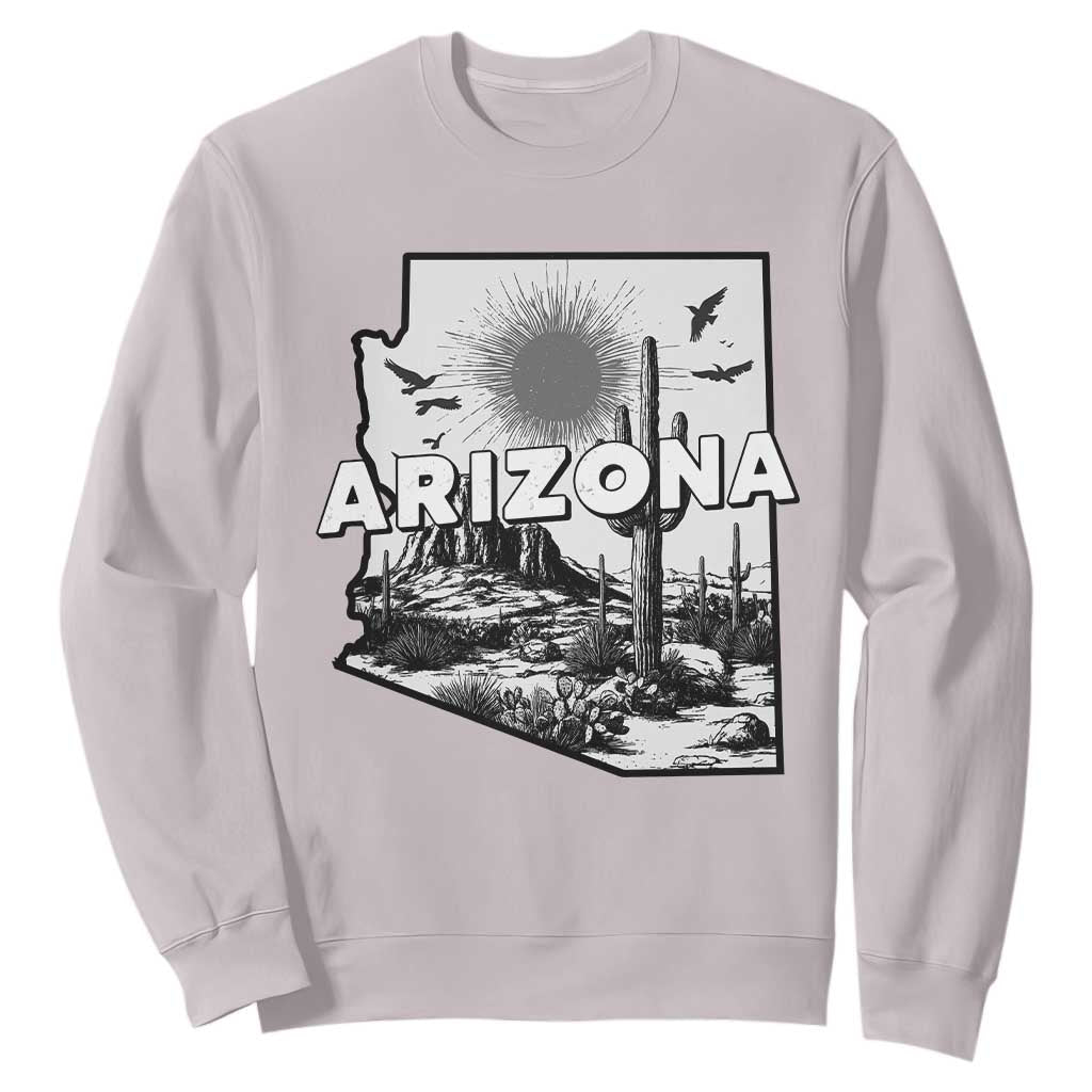 Arizona Cactus Vintage State Map Desert Gift Sweatshirt TS12 Ice Gray Print Your Wear